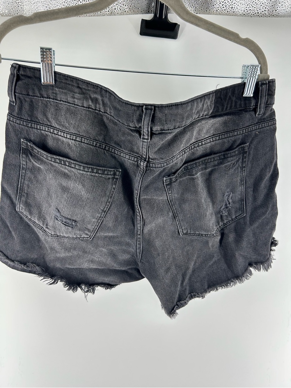 Women's Black Distressed Denim Shorts